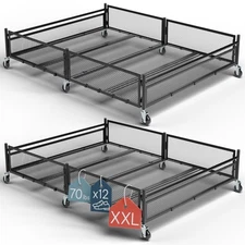 Under Bed Storage with Wheels – XXL 65L Metal Frame Rolling Bin & Shoe Organi...