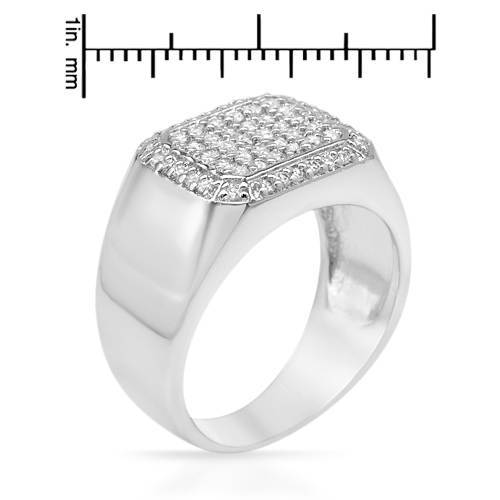 Elegant Gentlemens Ring W/1.68ctw CZ Made in 925 Sterling Silver