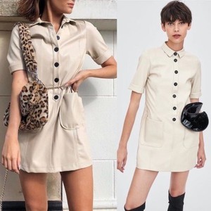zara white leather dress