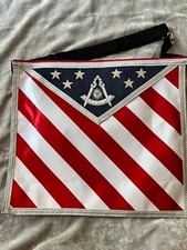 Red White Blue Past Master No Square Patriotic Apron Freemason Fraternity NEW 