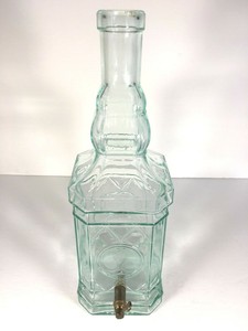 Italian-Glass-Beverage-Dispenser-Bottle-14-5-034-Brass-Spigot-Drink-Wine-Bar-Italy