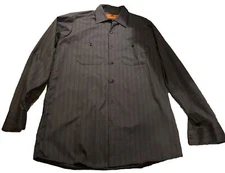 Red Kap CSC Industrial Stripe 2 Pocket Work Shirt Poplin Work Uniform Grays Str