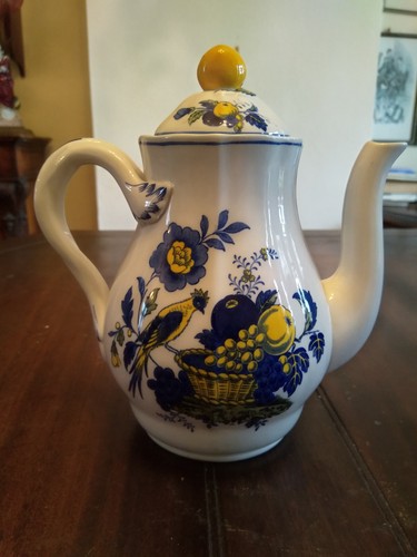 Vintage Copeland Spode England Blue Bird Pattern Tea Coffee Pot Discontinued 7" - Picture 3 of 18
