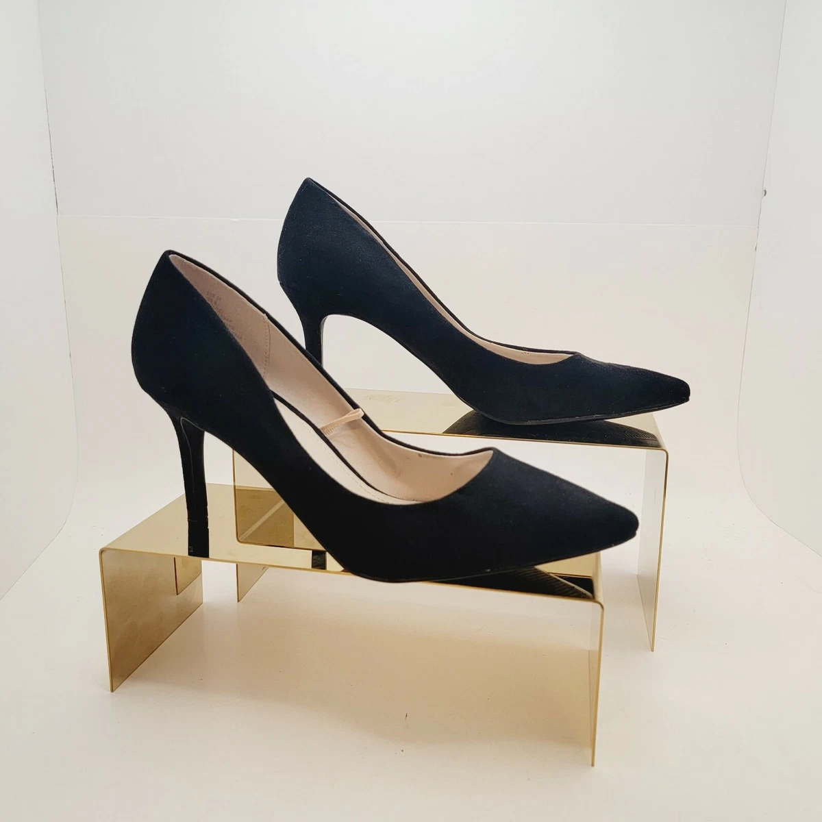 H M Womens Suede High Heels Black size 8 Eur 39 eBay