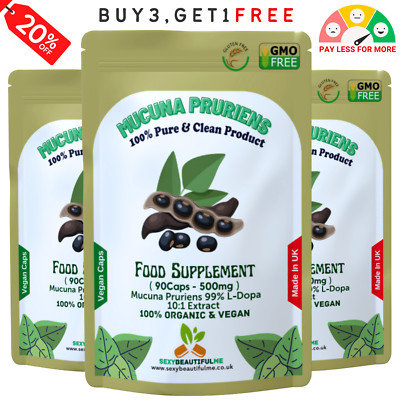 Mucuna Pruriens Kapseln 500mg ( 99% L-Dopa ) - natürliche, starke, vegane Nahrungsergänzungsmittel