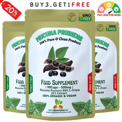 SBM Mucuna Pruriens Capsules 500mg-( 99% L-Dopa )-Natural, Strong, Vegan Supplements