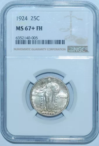 1924 NGC MS67+FH Full Head Standing Liberty Quarter 25c Pop of 3 With 4 Finer