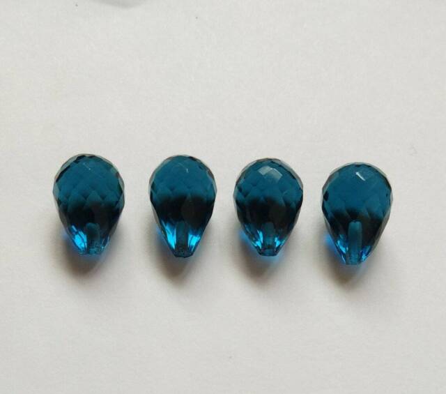 2 Matched Pair London Blue Quartz Gems 12x8 mm Top Half Drilled Earring Making 2 Matched Pair London Blue Quartz Gems 12x8 mm Top Half Drilled Earring Making