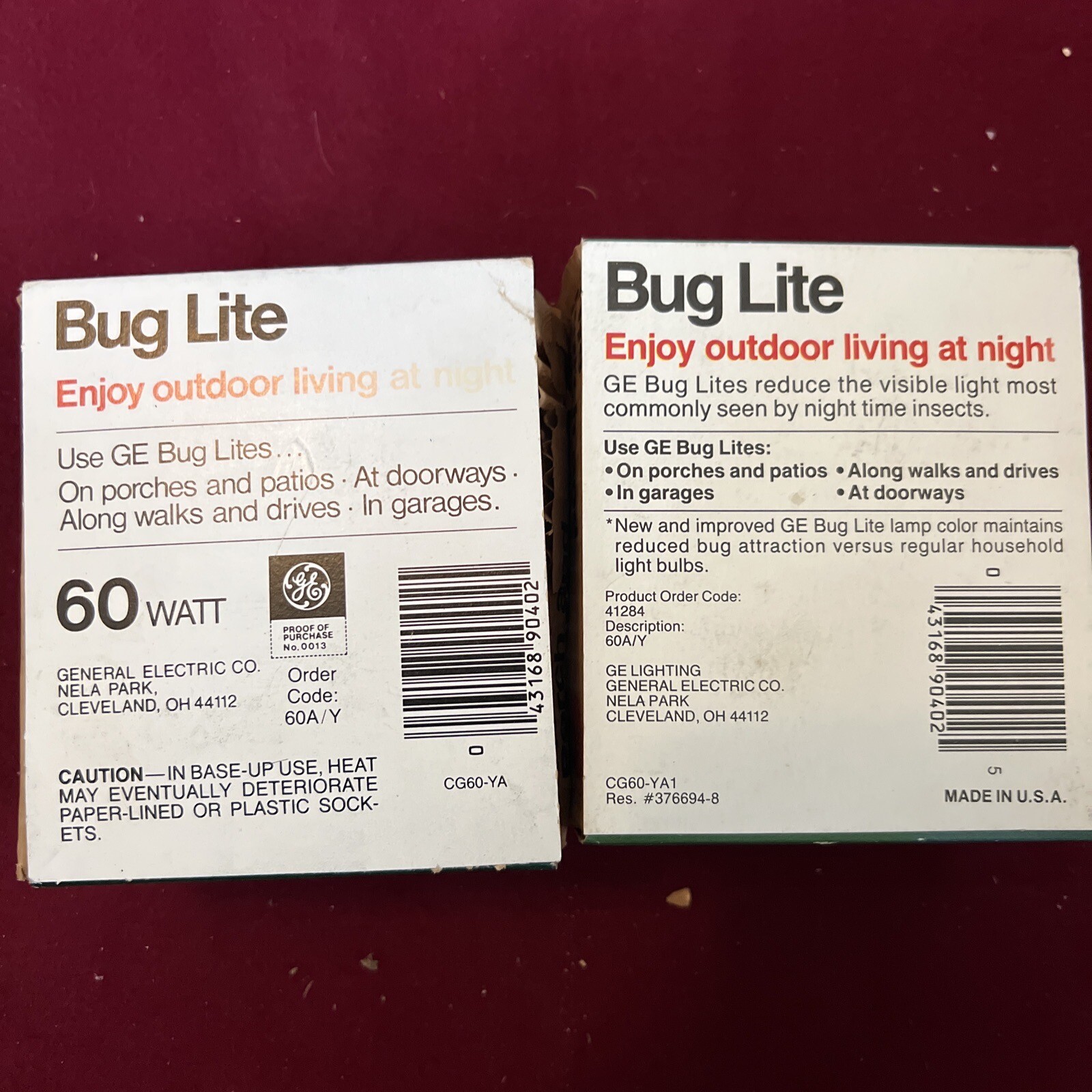 GE Yellow Bug Lite Light 60 Watt Bulbs - 2 x 2 Pack Bugs Can&rsquo;t See Light Vintage