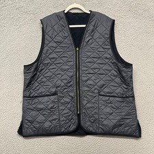 Barbour Vest Mens 2XL Black Polarquilt Waistcoat Zip In Liner Quilted Hunting