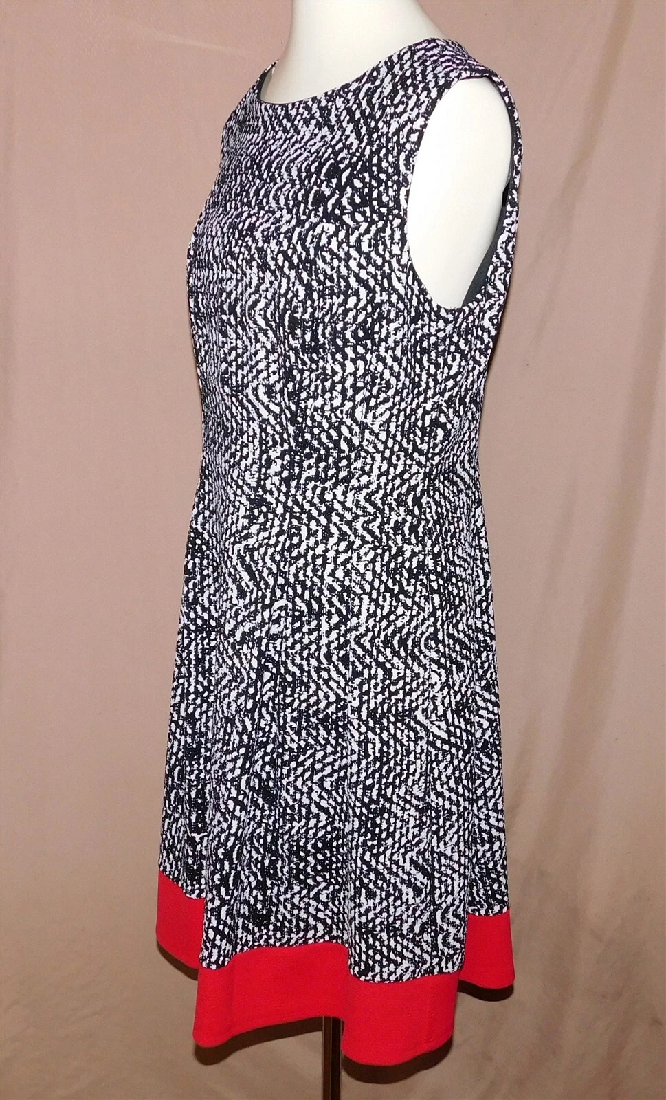 Abito tubino smanicato ALYX donna nero bianco rosso fantasia geometrica taglia 14