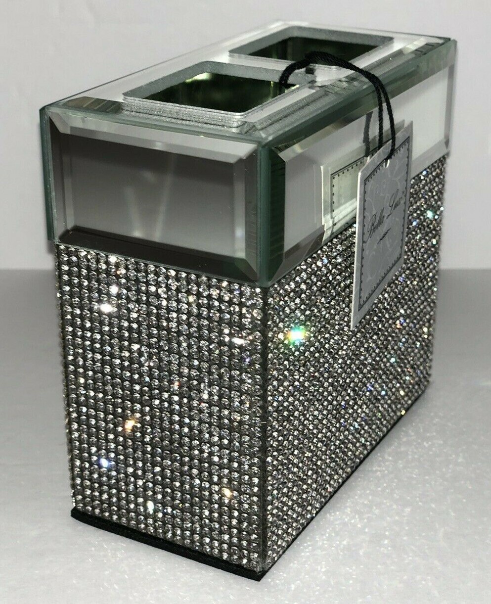 Bella Lux RHINESTONE & MIRRORED TOOTHBRUSH HOLDER Bathroom Accessory