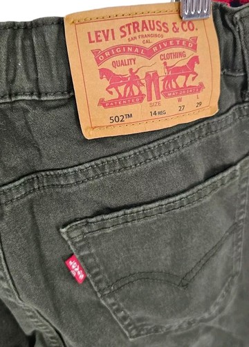 Levis 502 Jeans Boys 14 Reg Regular Taper Green Denim 27x29 - Picture 5 of 5