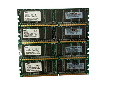 希少 Samsung DDR333 256MB×2枚 PC2700 CL2.5 Lot of 4 256MB PC2700 (Total 1GB) DDR 333 184 pin Desktop Memory