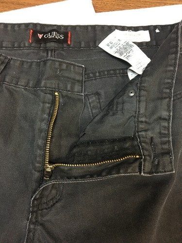 Guess Black Denim Jeans, Size 36 x 32, Ultra Slim McCrae Fit, Top button Missing - Picture 7 of 11