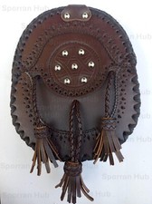 Scottish Handmade 100 Real Brown Leather Brogue Style Scottish Kilt Sporran