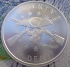 1 oz. 2023 LIBERTY OR DEATH Silver Shield round .999 fine silver