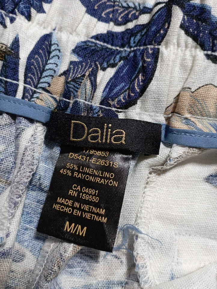 Pantalones Cortos de Verano Dalia Adulto Mujer Medianos Floral Corbata Frontal Mezcla de Lino Foto 2 de 4