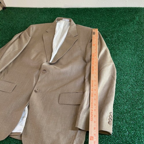 Geoffrey Beene Blazer Sport Coat Two Button Tan Business Suit Wool Silk Mens 46L - Picture 8 of 11