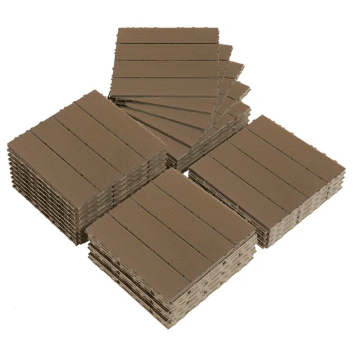 27Pcs Plastic Patio Deck Tiles 11"X11"Interlocking Flooring Indoor&Outdoor NEW