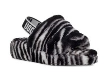 UGG Girls K Fluff Yeah Slide Zebra Slipper - Black/White - 1116156K