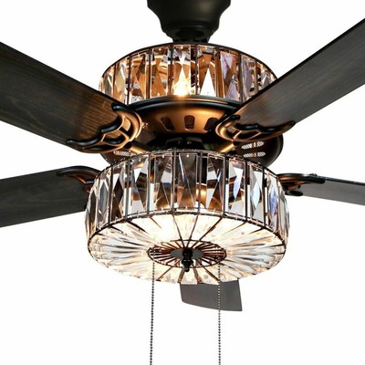 Crystal Chandelier Ceiling Fan Light Fixture Kit With Remote