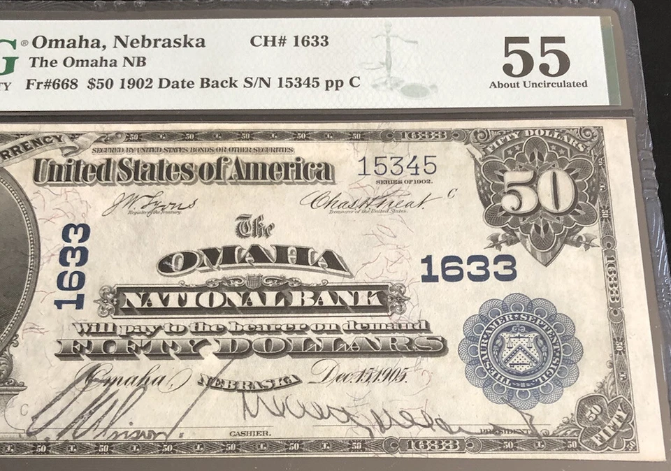 1902-$50DB-the OMAHA NB, NE in PMG-55 holder. A super nice note for collectors. - Image 3 of 4