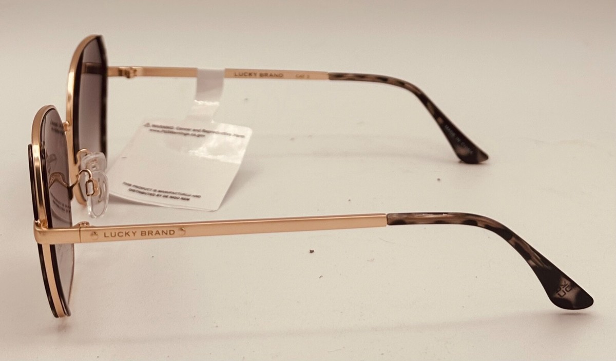 Lucky Brand Womens Black Gold Metal Oversized Sunglass