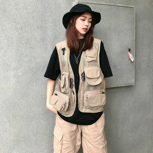 Womens Men Mesh Utility Vest Jacket Waistcoat Fishing Gilet Multi Pocket Classic - Picture 10 of 17