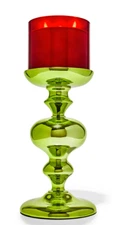 NEW BATH & BODY WORKS SHINY GREEN PEDESTAL LARGE 3-WICK 14.5 CANDLE HOLDER