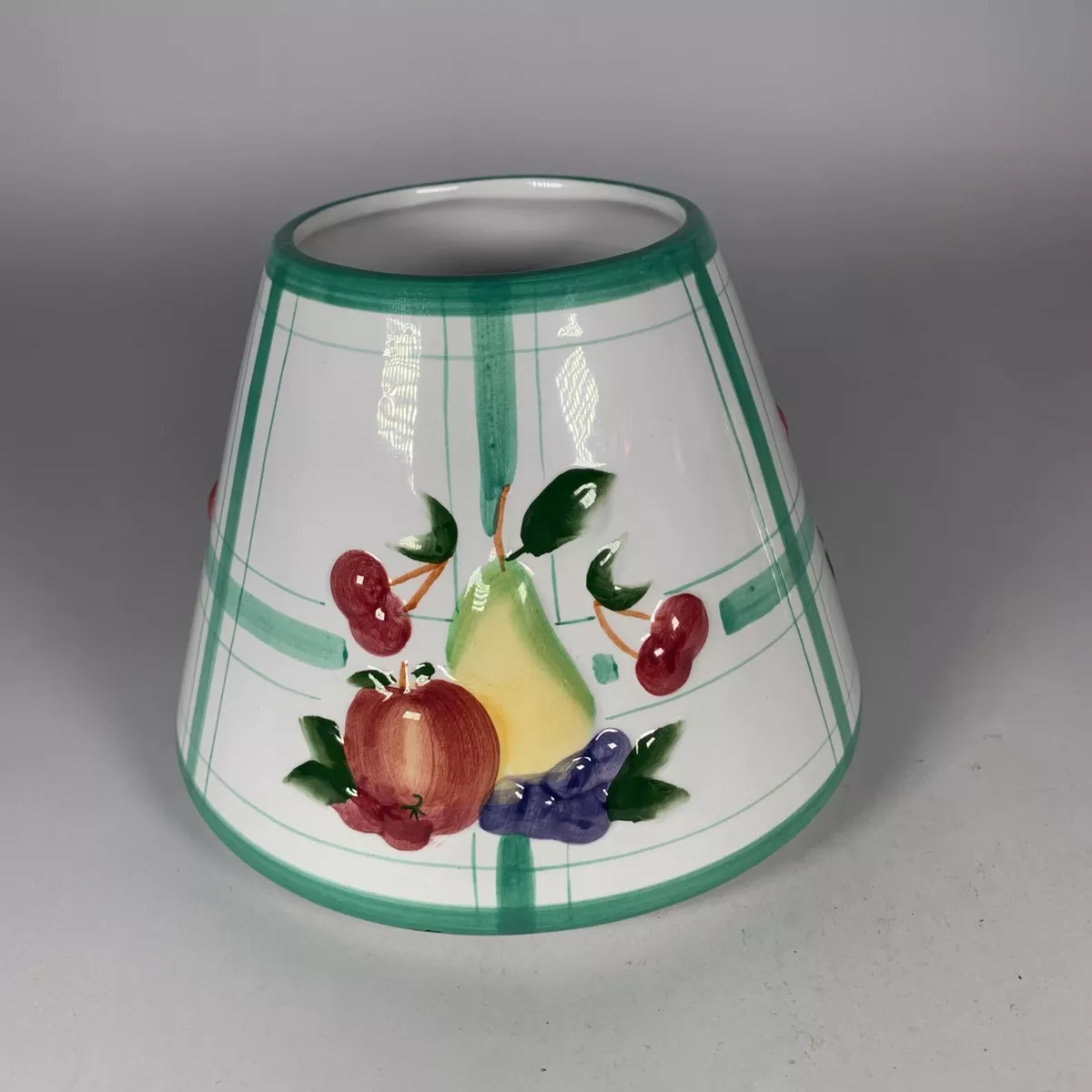 Vintage Fruit Print Ceramic Yankee Candle Lamp Shade Pear Apple