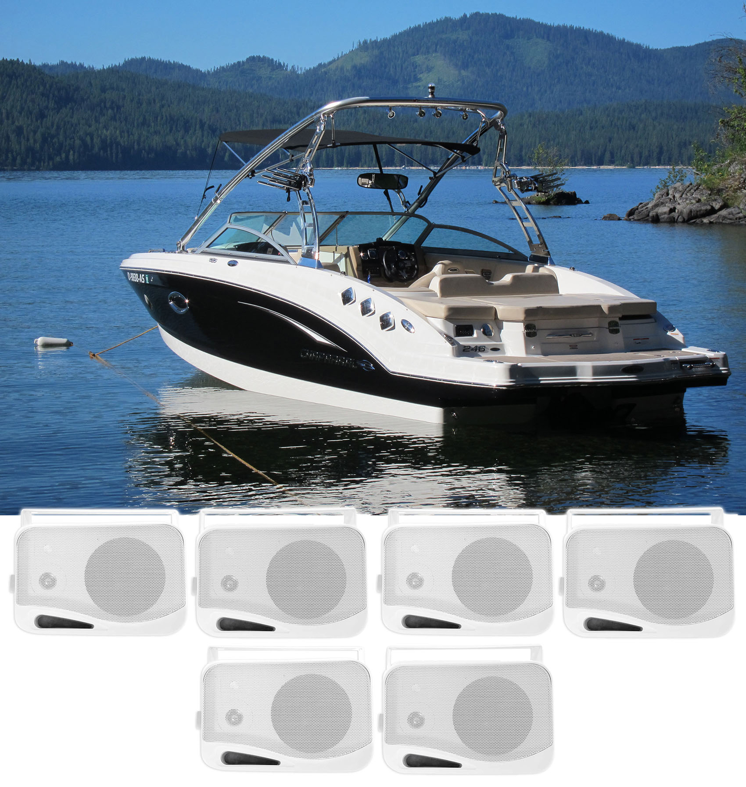 6 Rockville HP4S-8 4 Морских коробчатых динамика с поворотным кронштейном для лодок 19390₽