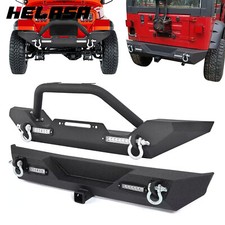 For 1987-2006 Jeep Wrangler Tj Yj Powder Coated Front Rear Bumper W D-rings