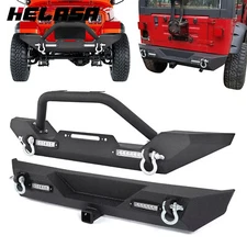 For 1987-2006 Jeep Wrangler TJ YJ Powder Coated Front & Rear Bumper w/ D-Rings