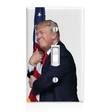 Trump Hugging US Flag Light Switch Cover, Home Décor, Night Light, Cabinet Knob