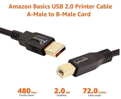 Câble USB 2.0 A Mâle Vers B Mâle - 3 Mètres Beige - Pour Imprimante (neuf)