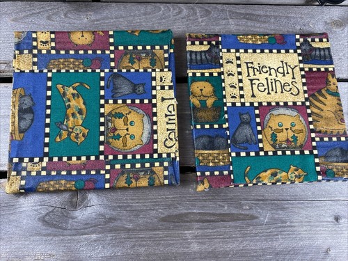 Set Of 2 Primitive Country Friendly Felines Cats Decor Decoupage Ceramic Tiles - Picture 5 of 7