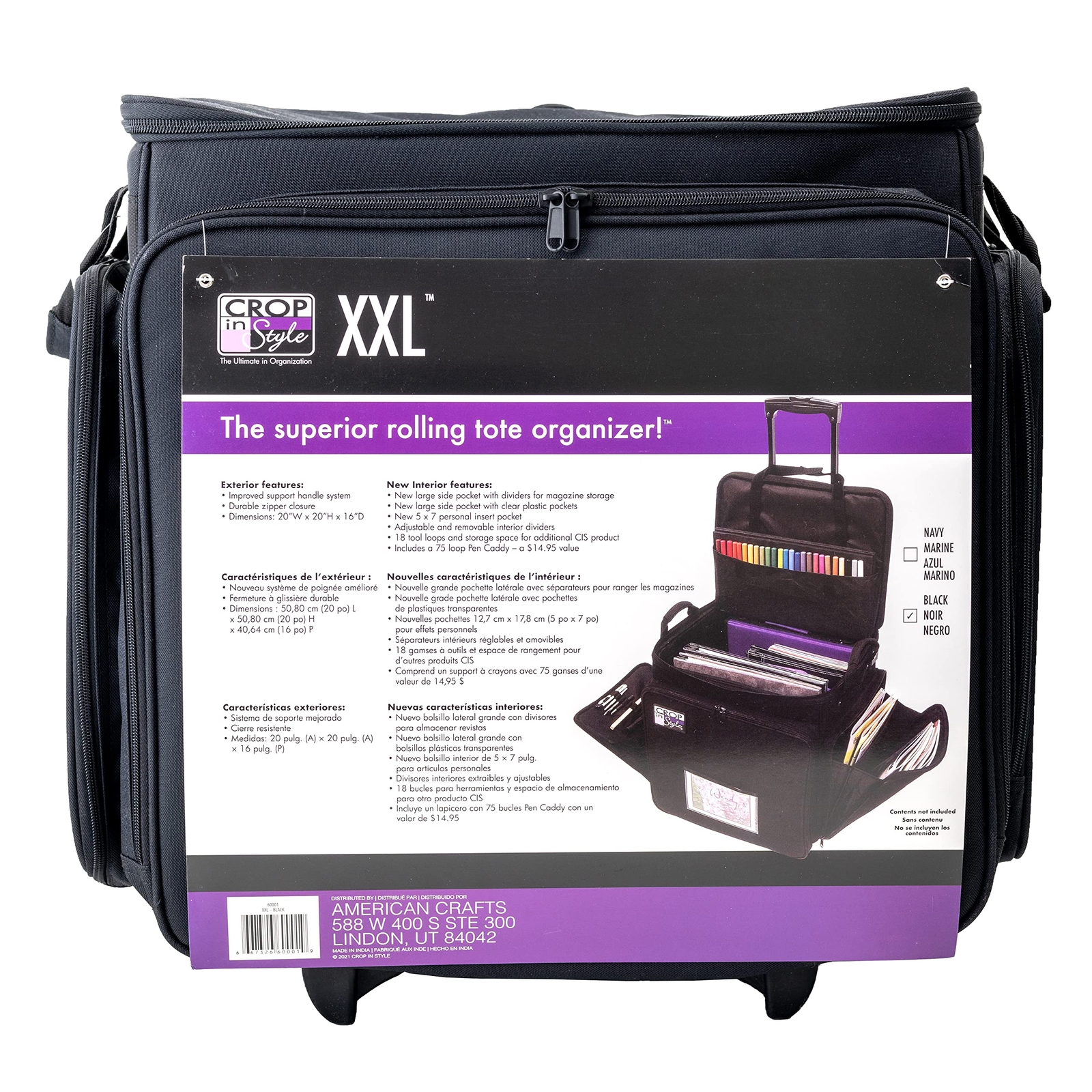 Crop In Style 60001 XXL Rolling Tote, Black eBay