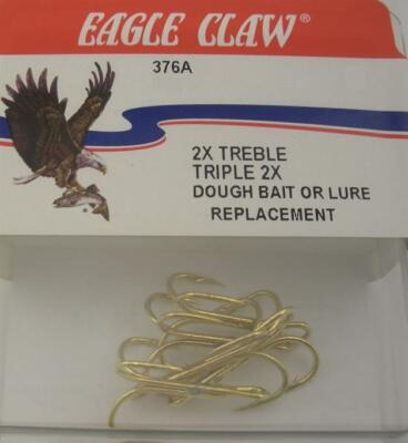 Eagle Claw 376A #4 2X 5CT Gold Verdreifachen Haken