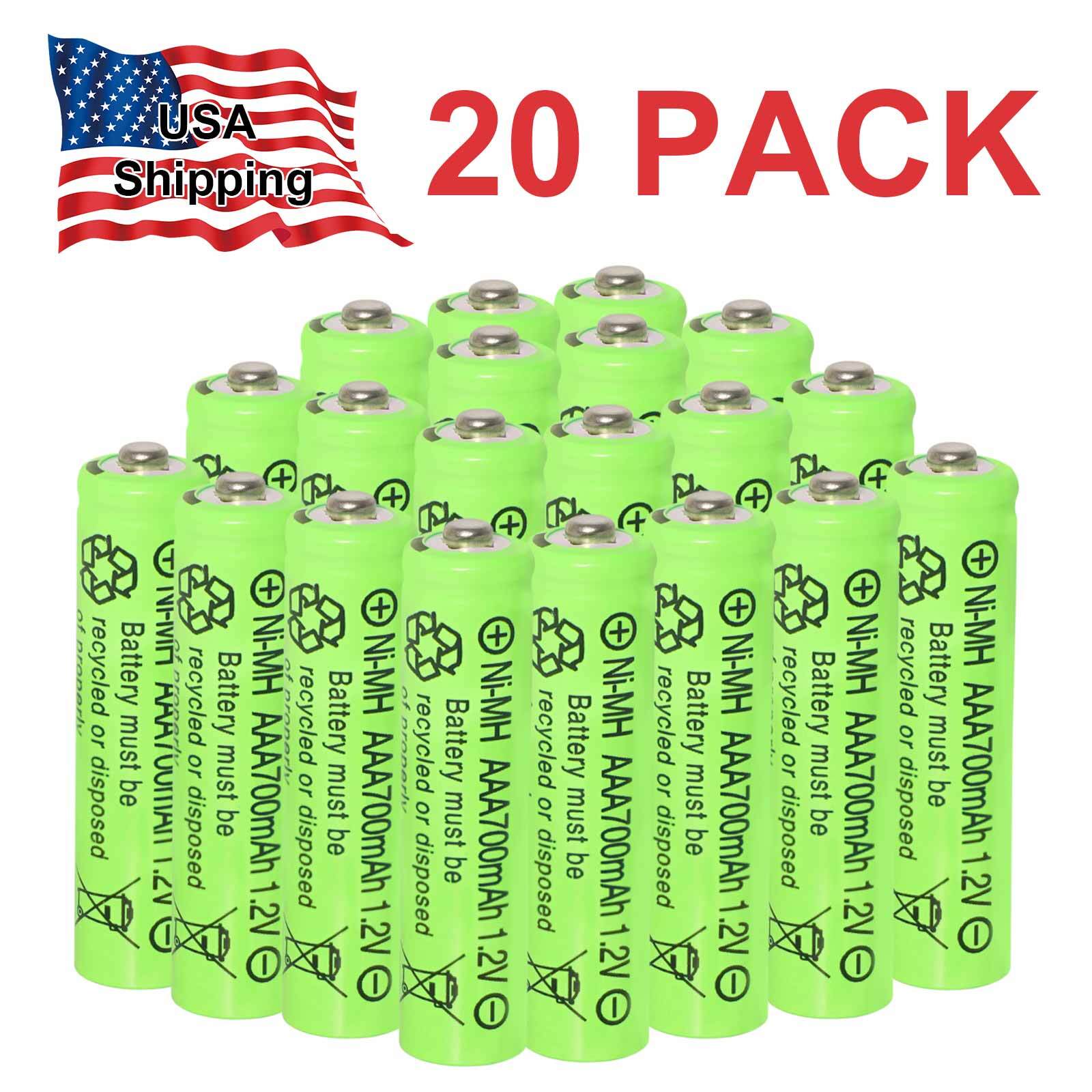 20 Pack 700mAh AAA Batteries 1.2V Ni-MH Rechargeable Battery for Solar Lights-image