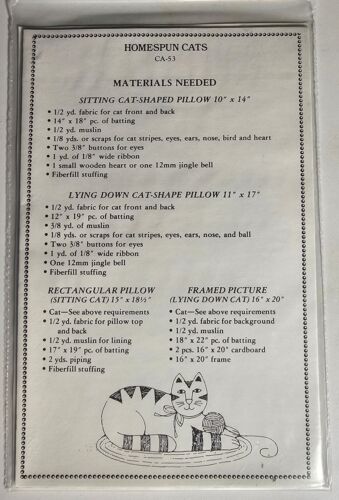Country Appliques CA-53 Homespun Cats 4 Projects Vintage 1994 unbenutzt - QP5 - Bild 2 von 2