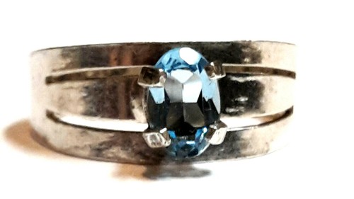 Ring Silber 835 mit blauem Stein RG 48 Ø ca. 15,3mm Kinderring - Bild 2 von 5
