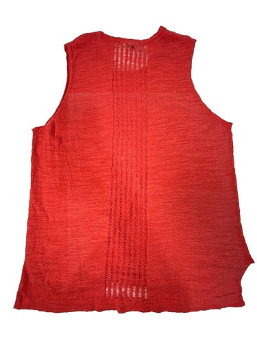 Lucky Brand Linen Eyelet Lace Tank Top Large Coral Open Knit Cover Summer EUC - Picture 2 of 6