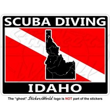 IDAHO SCUBA DIVING Flag-Map Shape USA Rectangular Vinyl Sticker, Decal 100mm