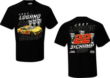 CHECKERED FLAG SPORTS 2024 JOEY LOGANO NASCAR TROPHY CHAMP BLACK TEE SHIRT E7365