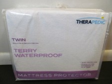 Therapedic Terry Waterproof Mattress Protector, Twin Size, White