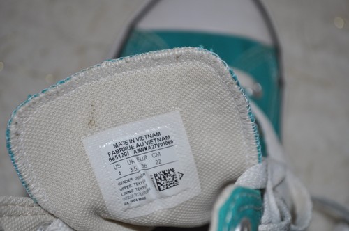 Converse Chuck Taylor All Star Teal High Top Shoes Junior Size 4 - Picture 12 of 15