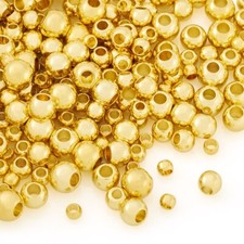 210Pcs/Set Round Real 18K Gold Plated Brass Spacer Beads Jewelry Making 2 4mm