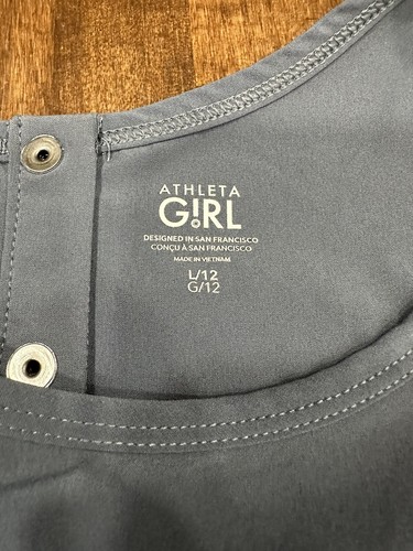Athleta Girl Play More Romper Youth Size L/12 Gray Sleeveless Shorts Snap Back - Picture 2 of 5