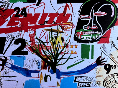 Andy Warhol × JEAN-MICHEL BASQUIAT 400％ Bearbrick, Andy Warhol's x Jean Michel Basquiat #3, 400% + 100%